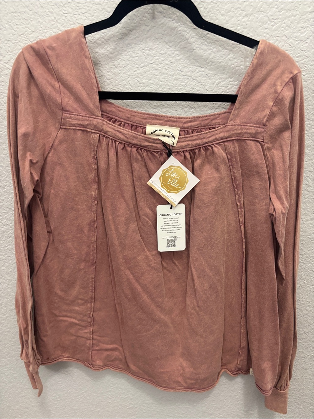 Ces Femme Dusty Rose Long-Sleeve Peasant Top